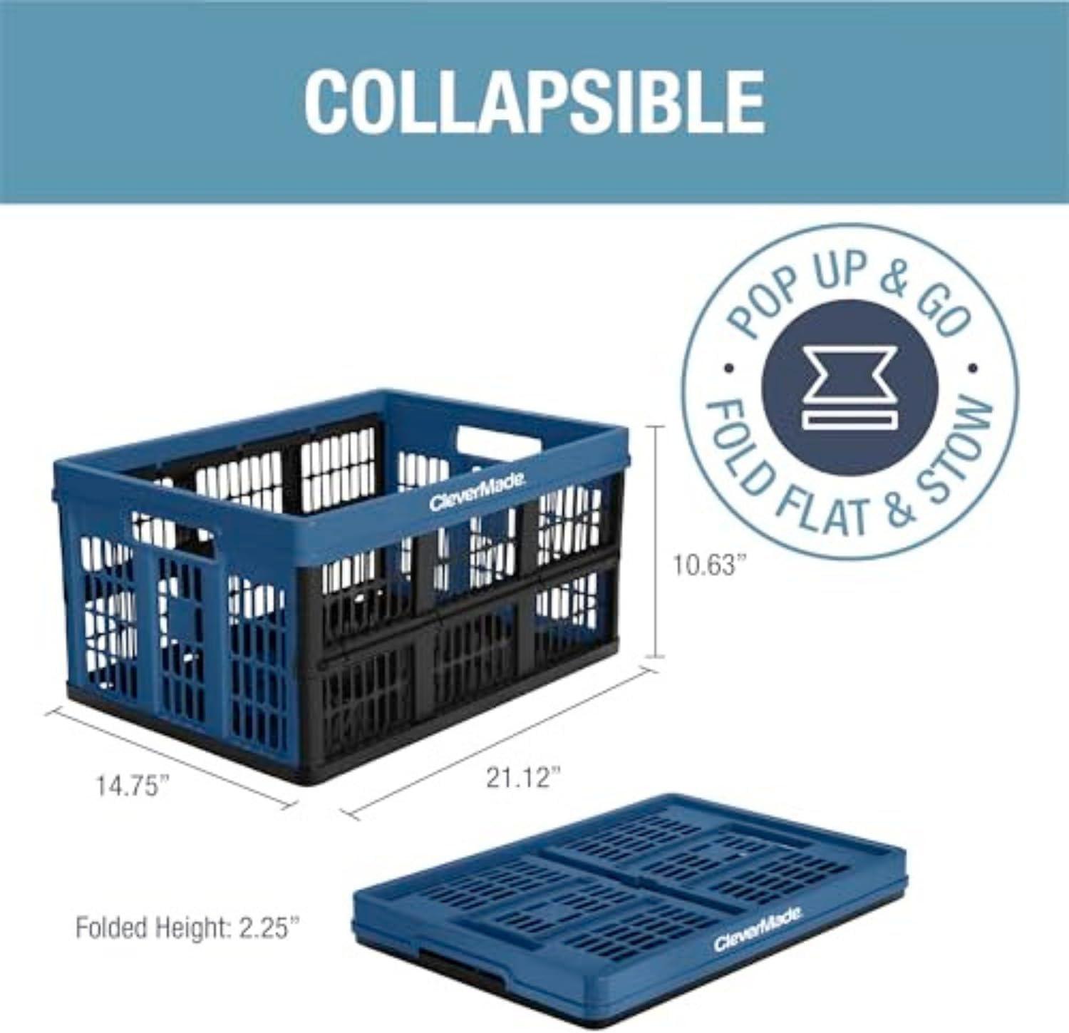 CleverMade Collapsible Utility Crates - Ocean 3 Pack 45L
